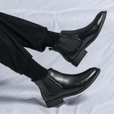 Chelsea Boots Men Fashion Leather Men Shoes Outdoor Slip-on Dress Formal Boots Business Model Fashion Men Ankle Boots