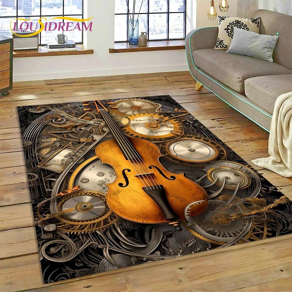 Dream Violin Cello Music Instrument Carpet Rug for Home Living Room Bedroom Sofa Doormat Decor,kids Area Rug Non-slip Floor Mat