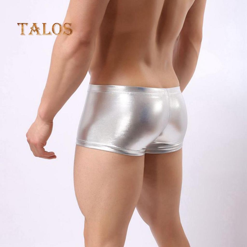 TALOS Fashion Club Men Patent Leather Boxers U Convex Underwear Underpants Shorts