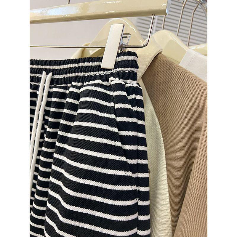 Koreanischer Stil Gestreifte Damen Sommer-Pyjamahose, Schlankmachend, Locker, Outdoor, Lässig, Vielseitig, Haus- und Laufshorts