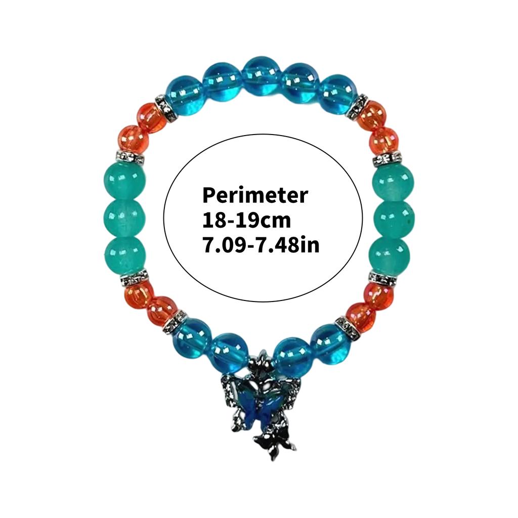 Sweet Crystal Beaded Bracelet Butterfly Pendant Handchain for Women Fashionable Friendship Wristchain Wrist Jewelry