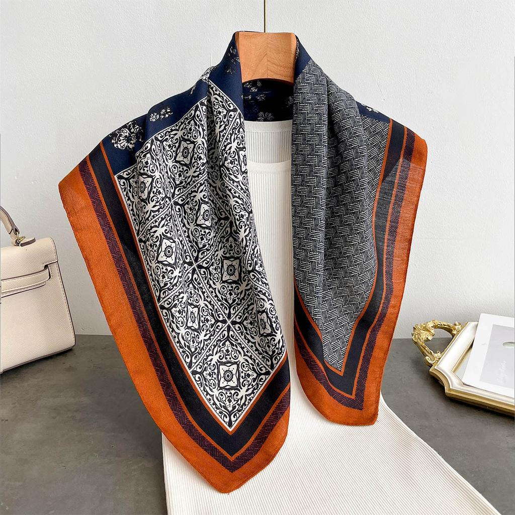 Spring and Autumn New Korean Small Square Scarf Women's 71 Cotton and Linen Versatile Small Scarf Neck Shirt Decorative Silk Scarf