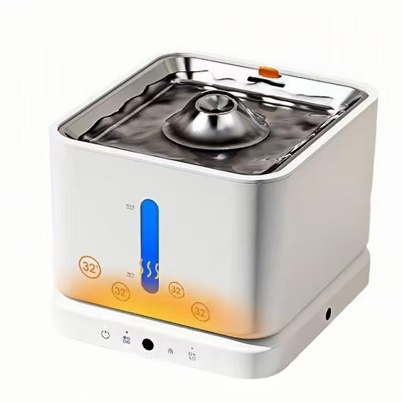 Ceramic Cat Water Fountain with Stainless Steel Circulation