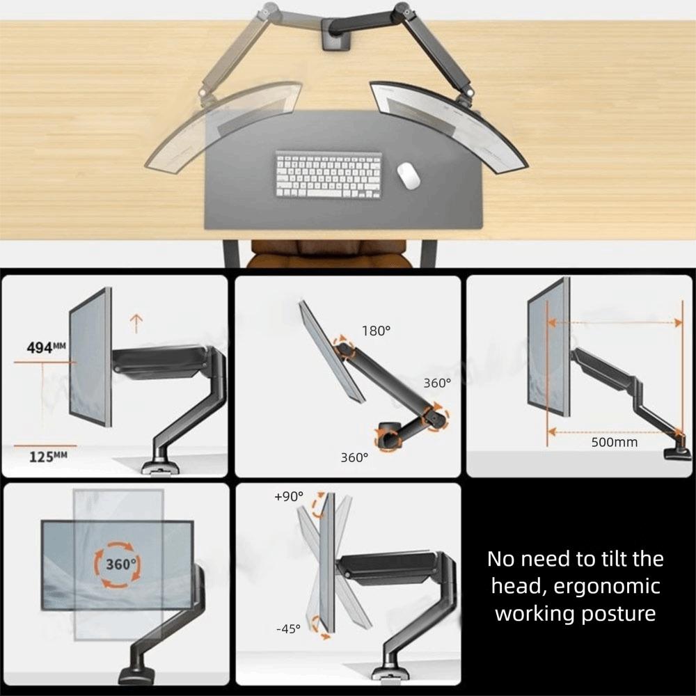 Adjustable Desktop Monitor Bracket 13-32 Inch Screens 360 Rotation Bracket Robotic Arm Floating Screen Effect Gas Spring Arm