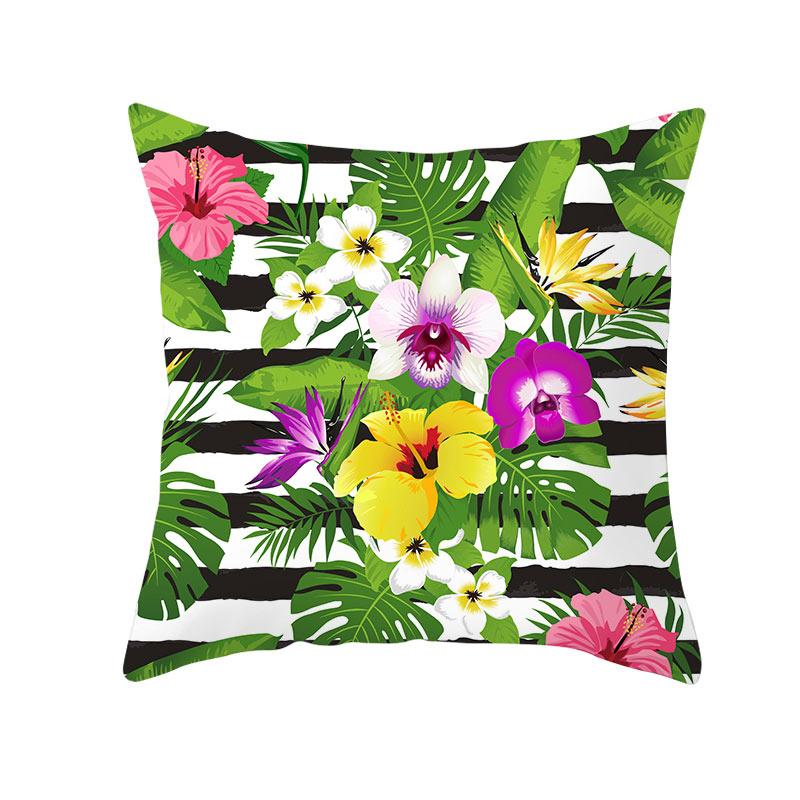 Summer Tropical Plants Decorative Pillowcase Green Leaves Throw Pillow Case Polyester Printing Pillow Cover 45X45Cm
