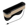 New Car Crevice Storage Box with 2 USB Charger Colorful LED Seat Gap Slit Pocket Seat Organizer Card Phone Bottle Cups Holder