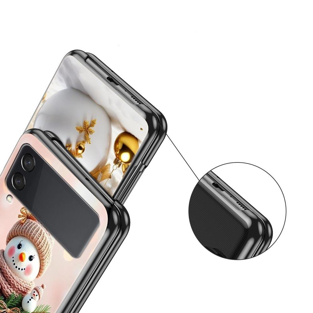 Christmas Snowman Hard PC Phone Case For Samsung Galaxy Z Flip 7 6 5 4 Black Cover For Galaxy Z Flip 3 Foldable Shell Fundas Bag