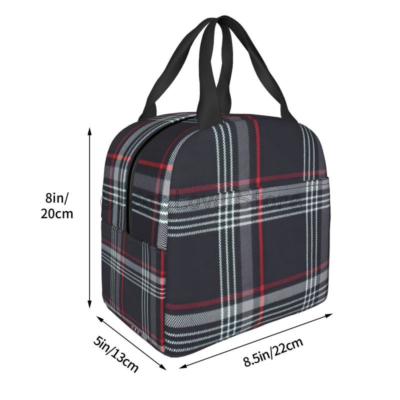 Custom GTI Tartan Insulated Lunch Bag for Women Men Boys Girls Reusable Waterproof Thermal Bento Tote Bag for Work Travel Picnic
