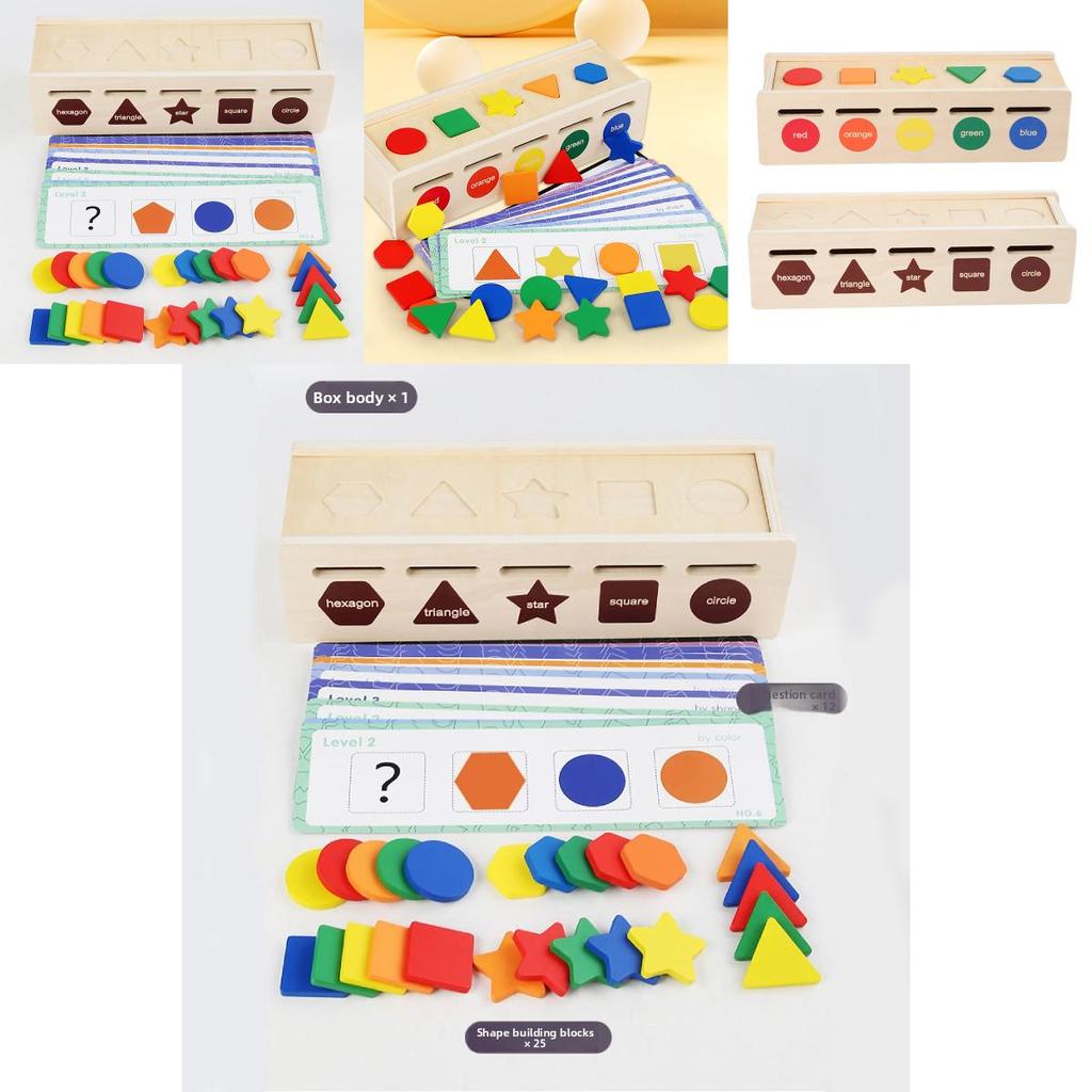 Wooden Shape Color Sorting Toy Box For Kid Educational Learning And Hand Eye Coordination