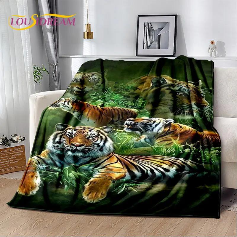 Tiertier-Tiger, Säbelzahn-Cartoon, weiche Plüschdecke, Flanelldecke, Überwurfdecke für Wohnzimmer, Schlafzimmer, Bett, Sofa, Picknick