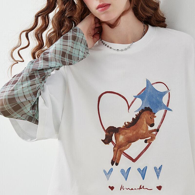 Chuyu Women's Bohemian Patchwork Long-Sleeve T-shirt