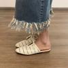 Sheepskin Version Design Sense Woven Hollow Breathable Bag Head Half Slippers Women's Wear Bow Casual Flat Bottom Sandals