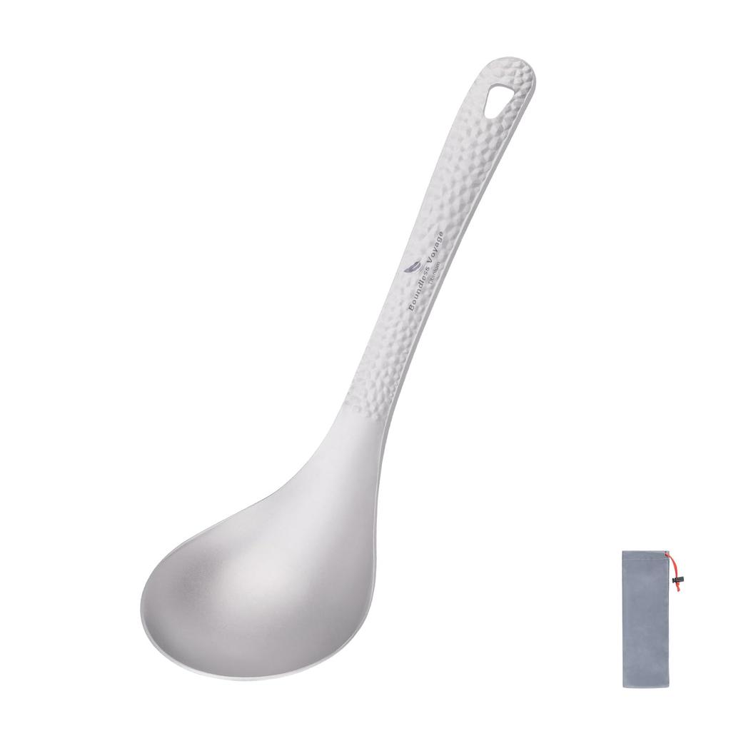 Boundless Voyage Titanium and Soup Made of Pure Ladle and Curry Kitchen Titanium Outdoor Camping Cookware Spoon, Ladle, Ladle, Titanium, One-Piece