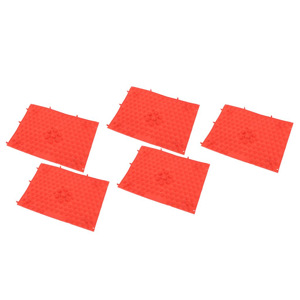 5Pcs Foot Massage Mat TPE Acupressure Walking Toe Plate Massage Pad for Home Outdoor Game Red