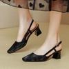 Fashion Designer Green Slingback Sandals Women Cut-Out Ankle Strap Shoes 5CM Med-High Heels Office Ladies Dress Sandalias Femmes Tacones