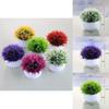 Faux Flower Ball Arrangement Small Potted Plant With Plastic Craft For Living Room Decor