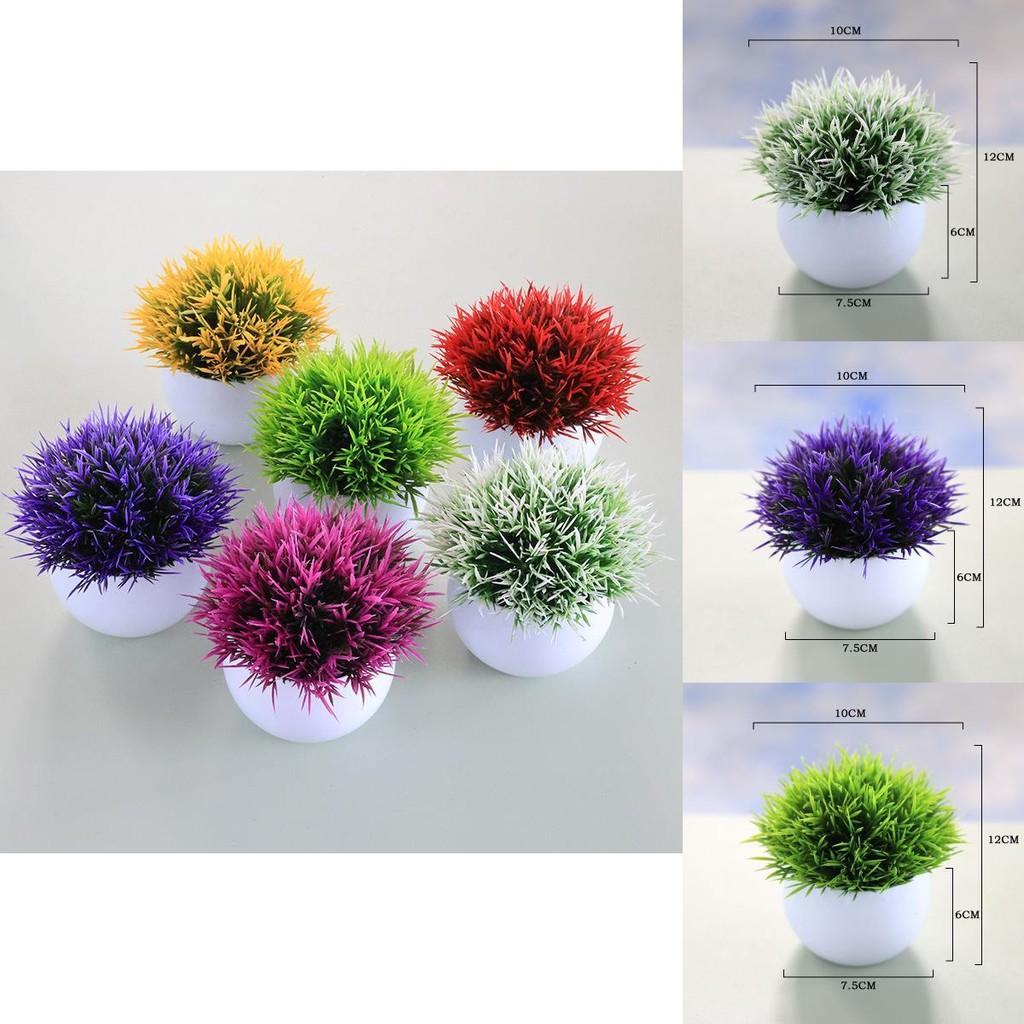 Faux Flower Ball Arrangement Small Potted Plant With Plastic Craft For Living Room Decor