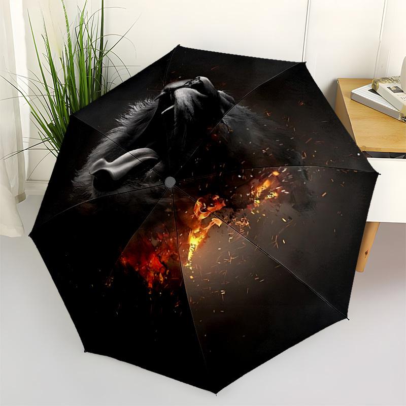 

1pc Lion Fire Automatic Opening/Closing Umbrella with Operation & Windproof Canopy yy260311014