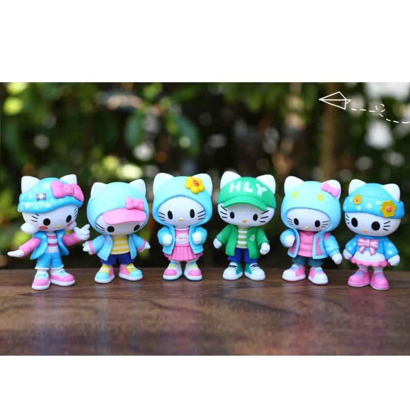 Adorable Kt Cat Figurine Cute Fashionable Pvc Cat Doll For Home Desk Decoration
