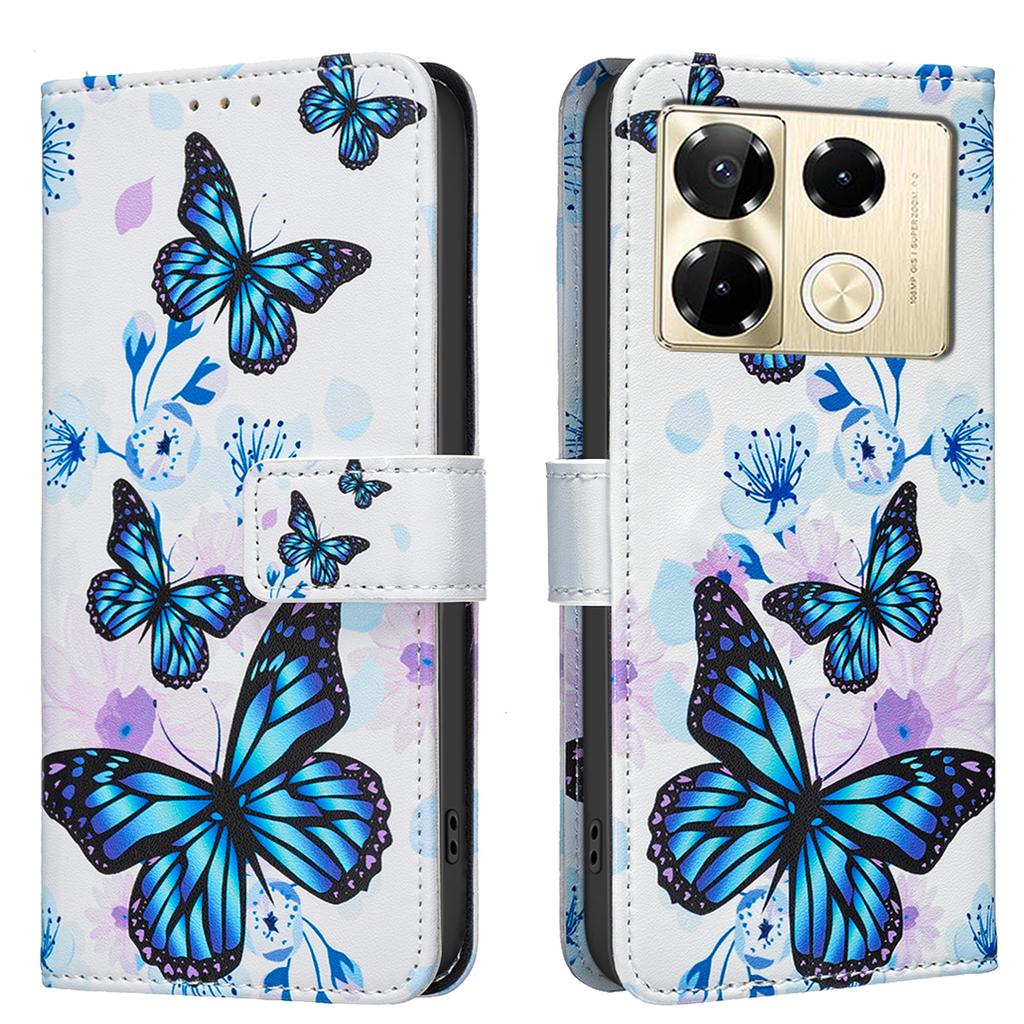 Lederhüllen Blume Schmetterling Bemaltes PU Schutzhülle mit Kartenhalter Magnetverschluss Ständer Für Infinix Note 40/Note 40 Pro