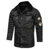 Herren Wildlederjacke Langer Übermantel Vintage Lederjacke Herren Retro Stil Pelzkragenjacke Herren Herbst Streetwear Mantel
