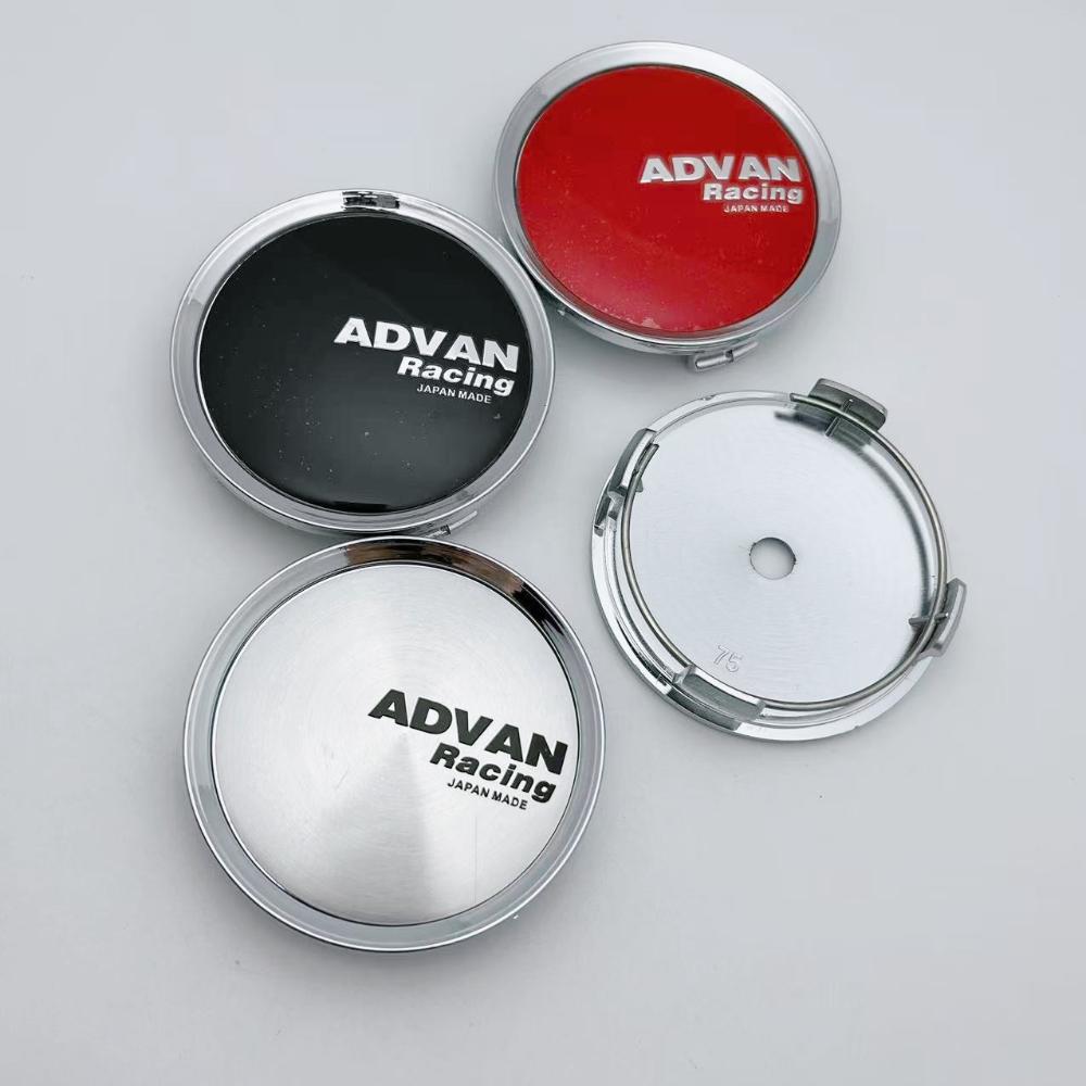 4pcs 75mm ADVAN Racing Logo Emblem Badge Car Wheel Center Caps Wheels Hub Cap Hubcaps Auto Rim Cover Replace Car Accessories