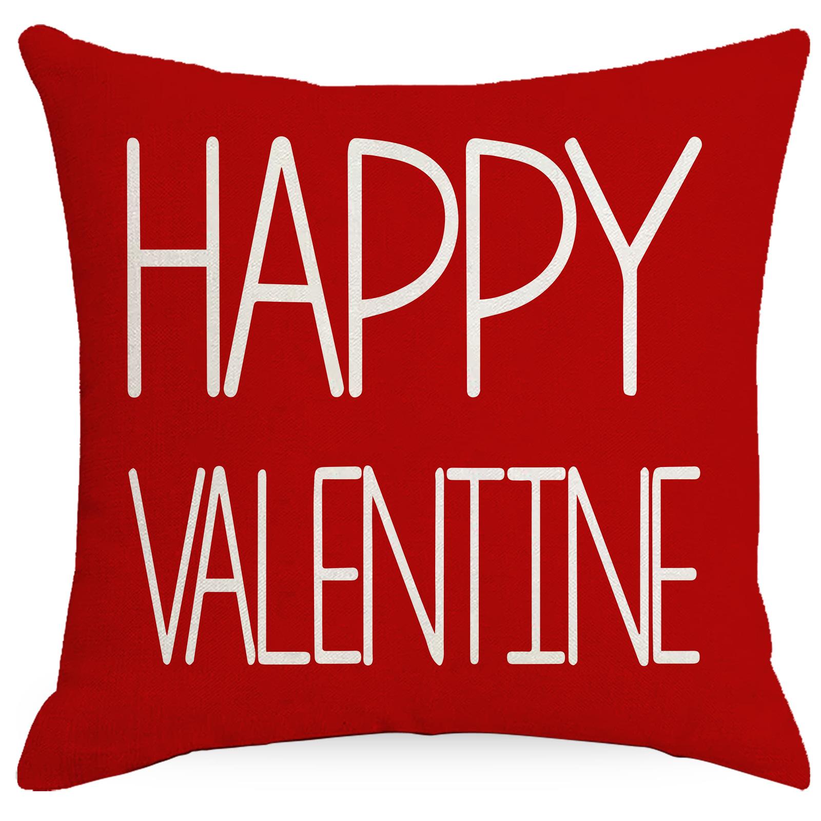 

New Valentine S Day Linen Pillow Case Red Heart Print Home Pillow Case Bedroom Living Room Cushion Premium Durable 45 * 45Cm without pillow core