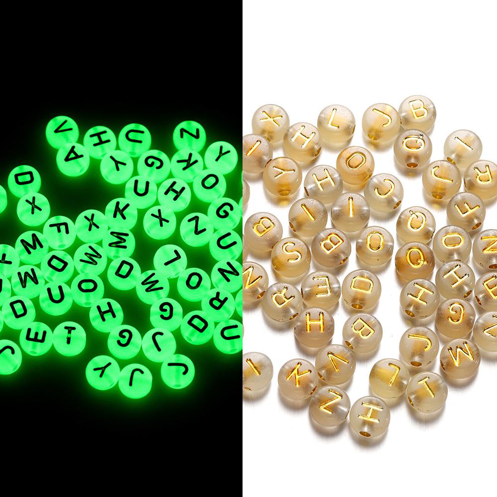100 Stück/Beutel 7mm Acryl Buchstabenperlen Alphabet Rund Flach Lose Perlen Handgefertigt Für DIY Armband Schmuckherstellung Zubehör