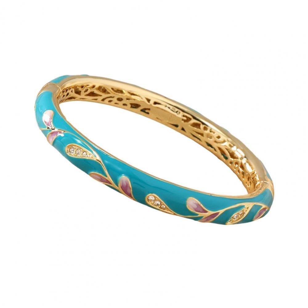 Traditional Hollow Out Flower Bangle Enamel Women's Hand Bracelet  Jewelry Gifts