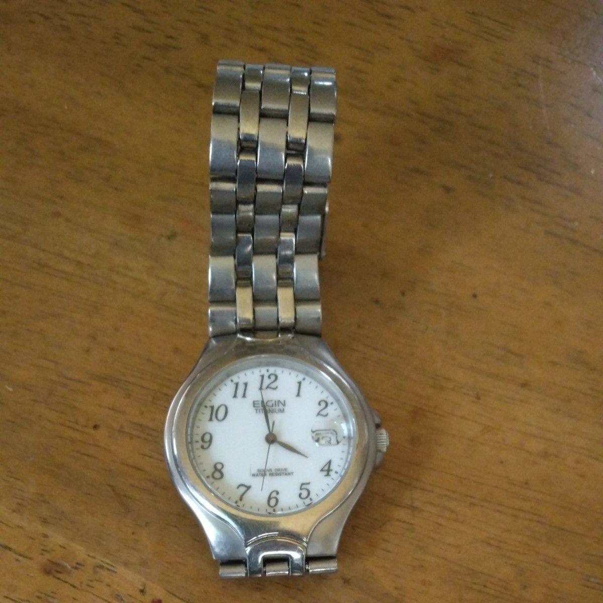 Used ELGIN Titanium Solar Watch Silver Analog