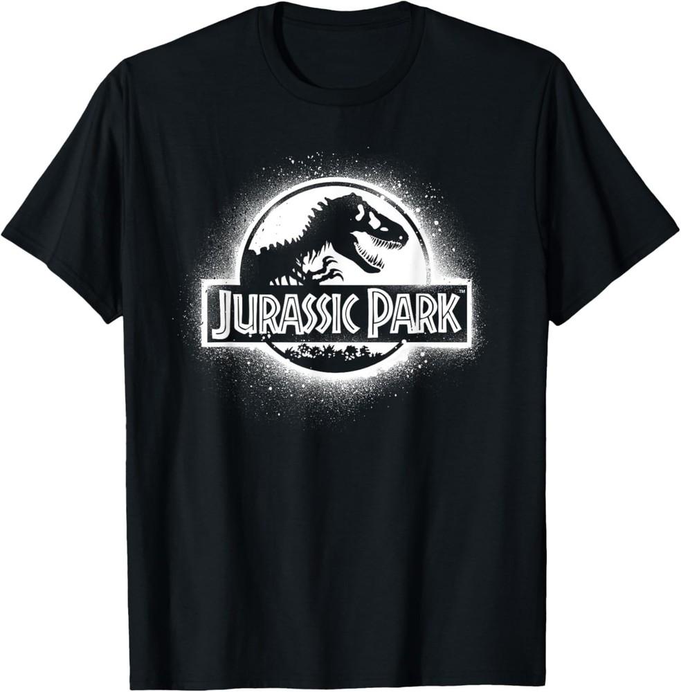 

Jurassic Park All White Spray Paint Stencil Movie Logo T-Shirt 4XL