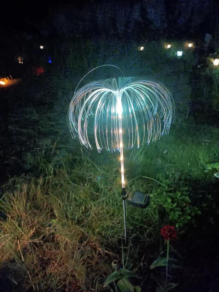 Solar LED Fiber Optic Jellyfish Lamp - Seven-Color Outdoor Double-Layer Courtyard Light