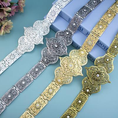 Slavic Caucasus Belt For Women Bridal Wedding Jewelry Dress Waist Chain Hollow Caucasian Pattern Adjustable Length