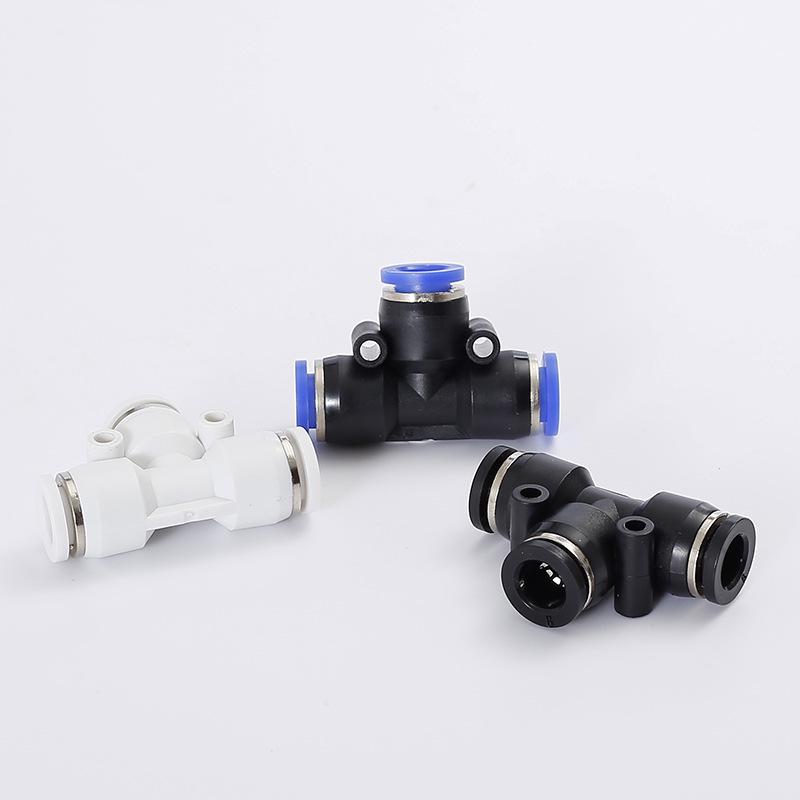 PE T-Type Pneumatic Quick Connector Push-In Component (PE-8, PE-10, PE-12, PE-16)