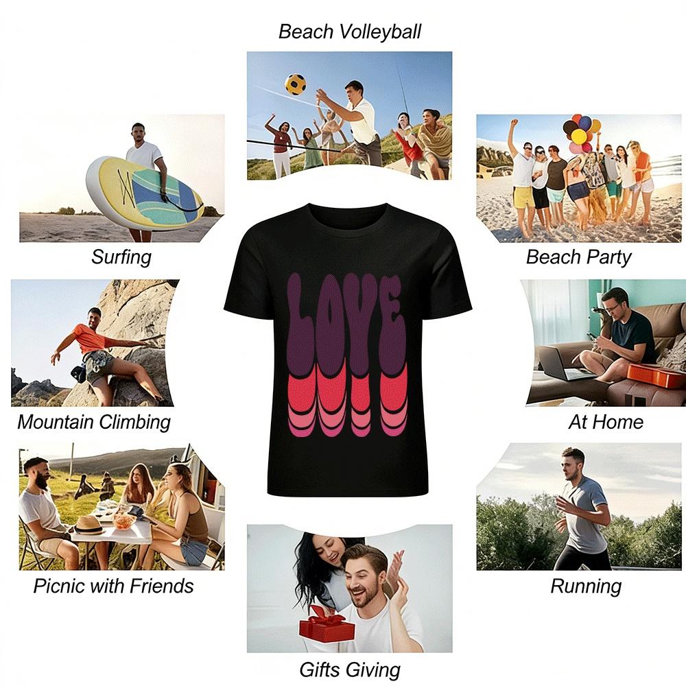 Funny Pork Belly Pattern LOVE Graphic Casual Loose Fit Tee Pure cotton T-shirt