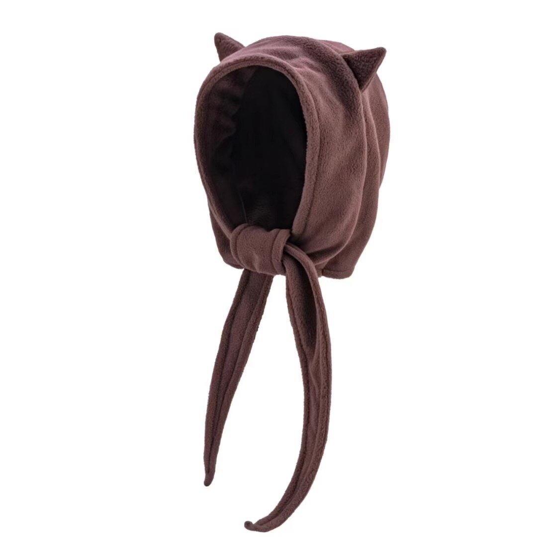 

Winter new little devil strap bag head hat ear protection hat thickened warm niche plush hat cat ear hat M（56-58cm） темно-коричневого