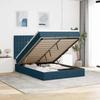 Exclusive House - Ottoman Bed Frame with Dark Blue Mattress 140x190 Cm Velvet