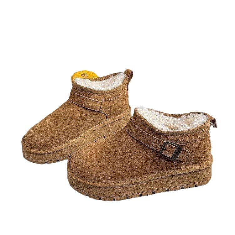 Soft leather version~ Northeast snow boots short boots 2025 winter new velvet thickened warm thick-soled non-slip cotton boots for women