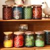 Retro Stijlen Glazen Snoeppot Canister SStorage Container Embossed Luchtdicht Houten Deksel Voor Huisdecoratie
