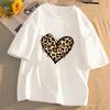 American Vintage Leopard Print Heart TShirt Cheetah Love Graphic Cotton Short Sleeve Tee Retro Aesthetic Casual Top for Women