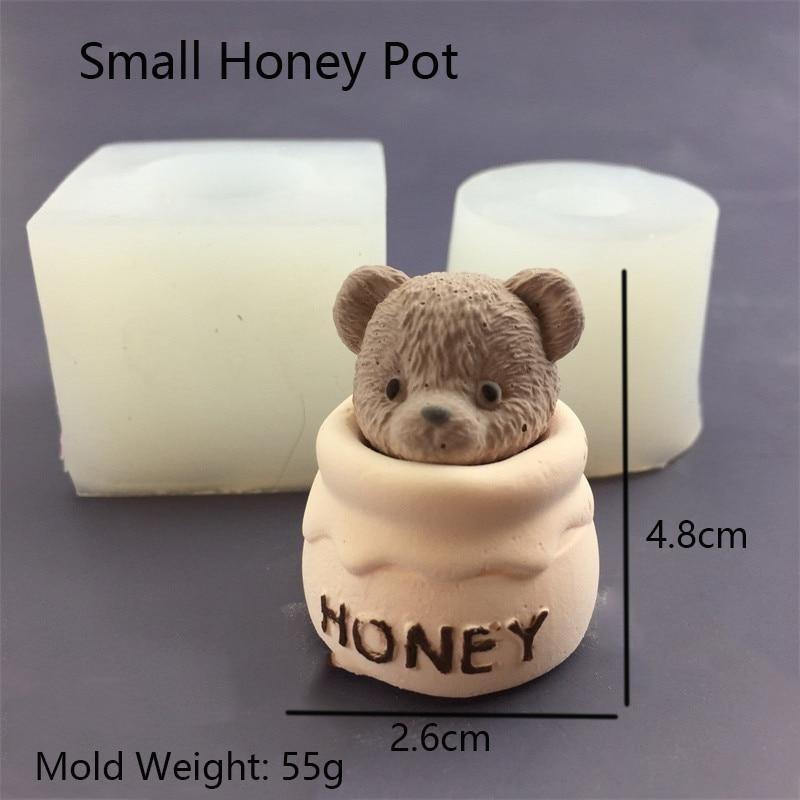 1Pcs New Bear Honey Jar Little Bear Candle Silicone Mold Cake Baking Mould Aroma Candle Plaster Drip Mold for Home Decoration