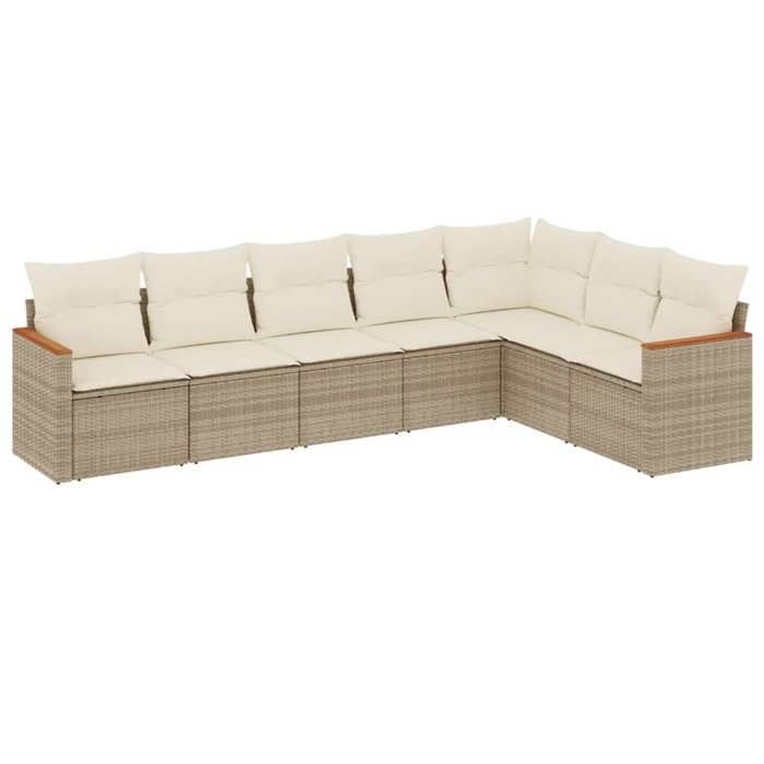 VidaXL Salon de Jardin avec Coussins 7 pcs, Canapés de Terrasse, Ensemble de Meubles de Patio, Mobilier d'Extérieur, Beige 3258432