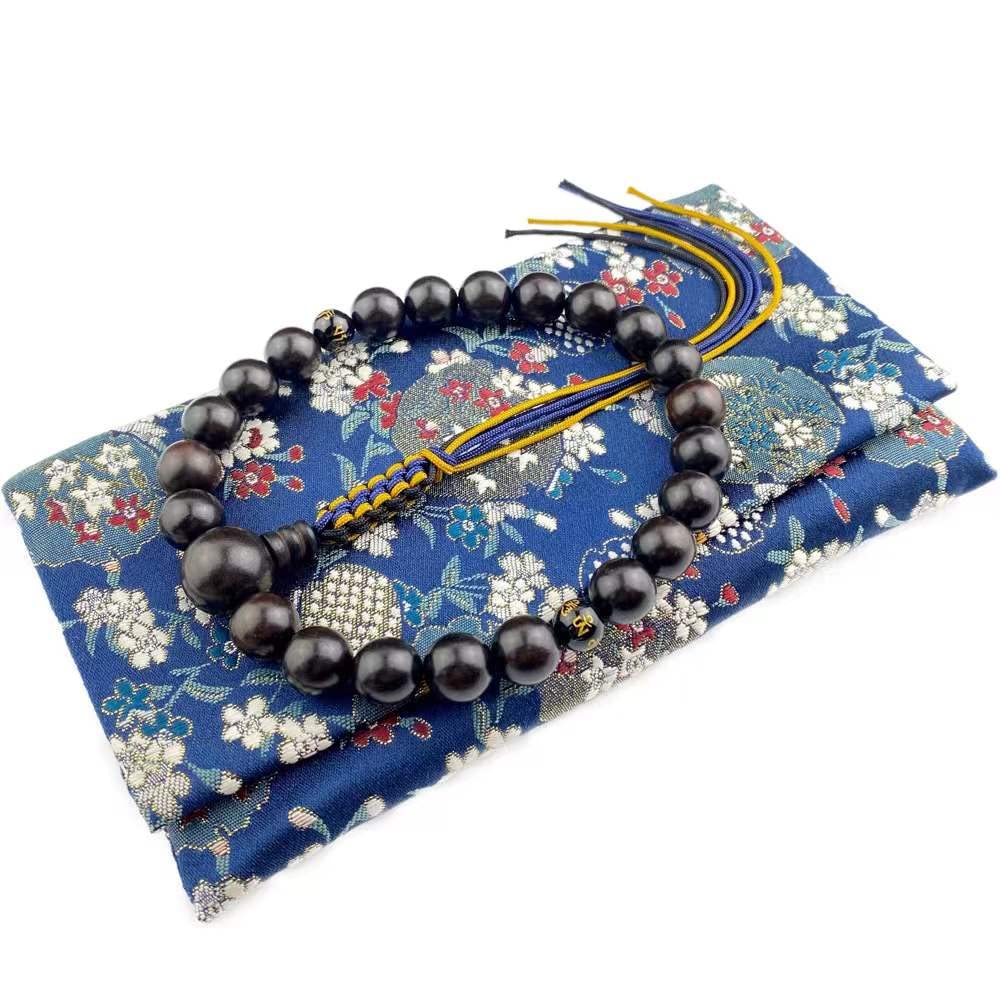 [WONDERFUL LOTUS Myorenka] Myorenka Buddhist Prayer Beads for Men, Jodo Shinshu, 22 Beads, Ebony, Two-Color Tassel, Buddhist Altar Accessories,