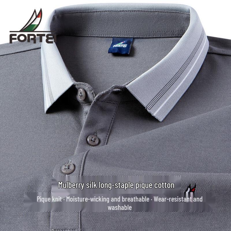 

FORTEI Men s Silk Blend Pique Polo Shirt L