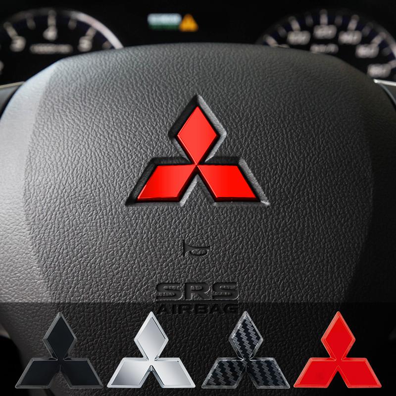 1Pcs Carbon Fiber Logo Steering Wheel Decal Logo 3D Sticker Car Badge Logo For Mitsubishi Outlander RalliArt ASX Pajero Lancer
