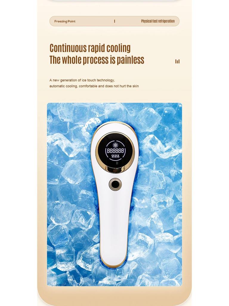 Freezing Point IPL Laser Device for Permanent Hair Removal, 999,999 Flashes, Home Use, Automatic Fast Flash.