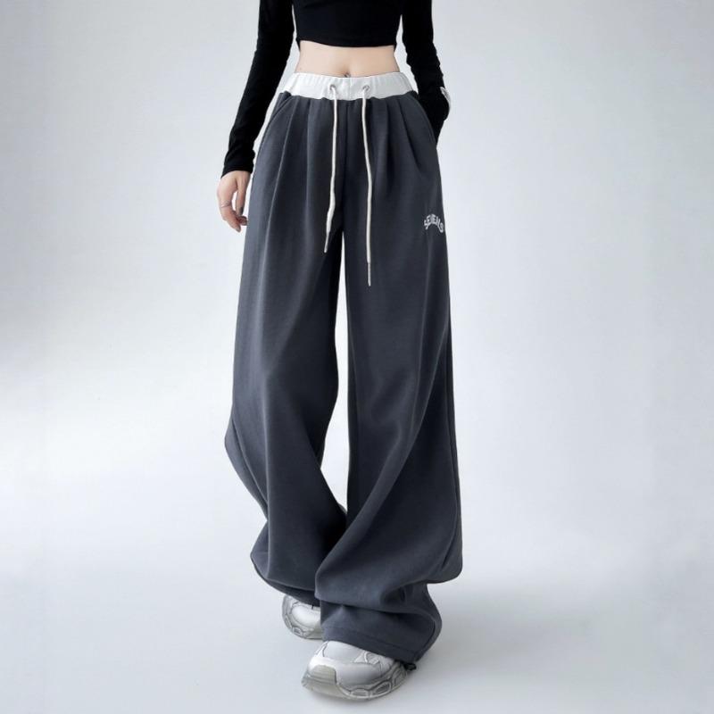 Contrasting Sweatpants Women's Autumn and Winter New Loose Wide-leg Casual Sweatpants High Street Jazz Dancing Pants