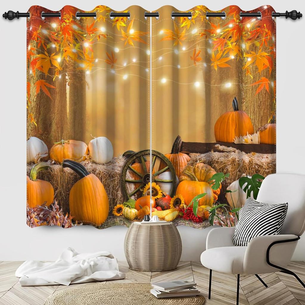 Blackout Maple Leaf Curtain Autumn Landscape Print Window Forest Treatment Curtains Bedroom Kitchen Office Made Of Polyester Washable Decor Ready