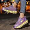 Girs LED Luminous Runaway Shoes Four-wheel Skates Men's and Children's Pulley Shoes LED Light Shoes