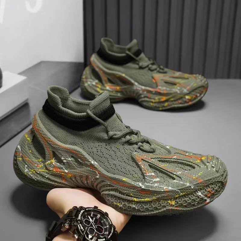 Fashion Men Casual Sports Shoes Non-Slip Lightweight Breathable Mesh Autumn Men Running Shoes Graffiti Fashion Outdoor Casual Shoes